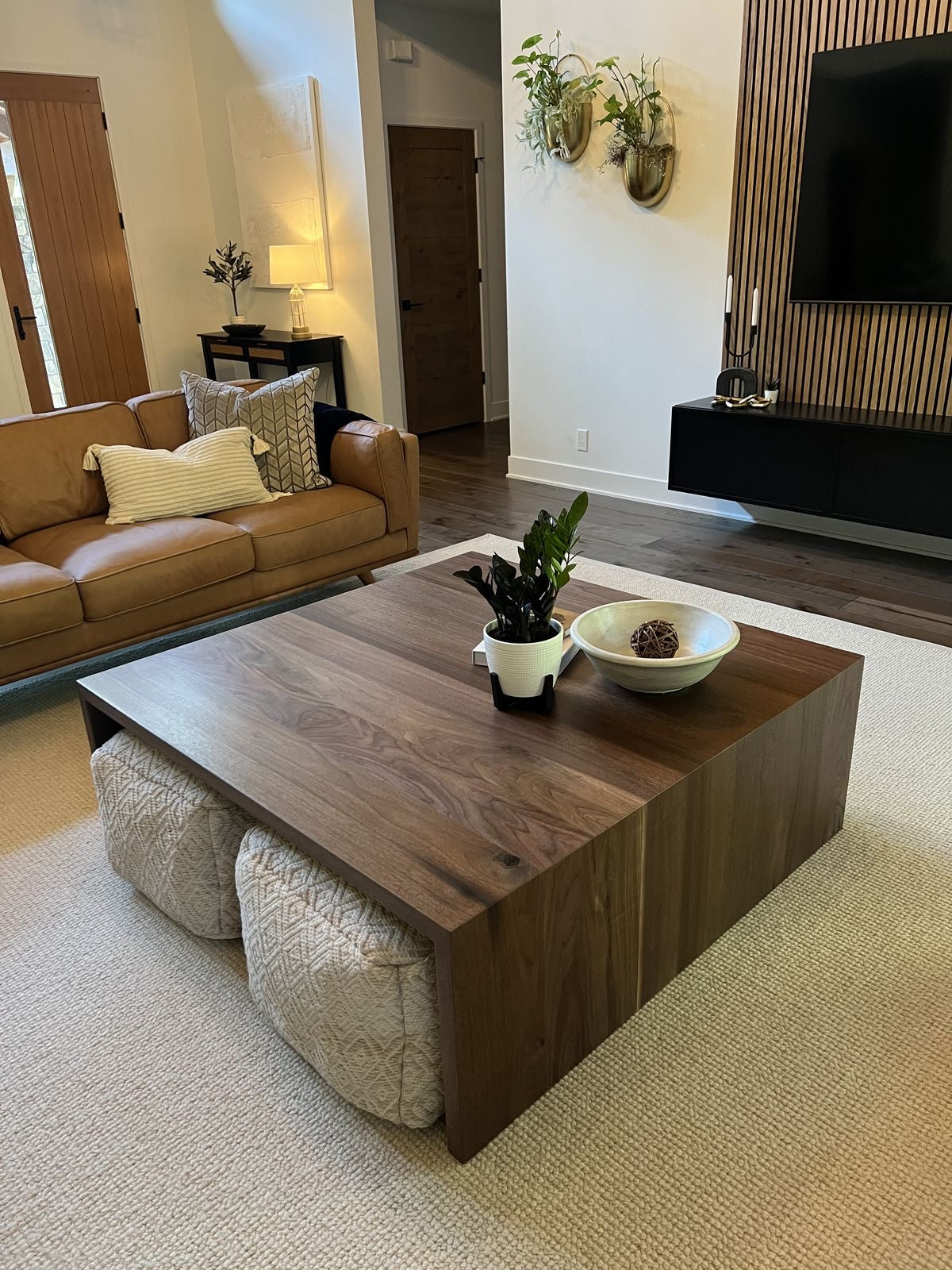 The Solid Block Coffee Table & Pouf Set